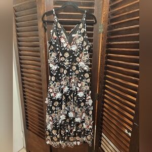 Dress the Population Black Floral Midi Dress